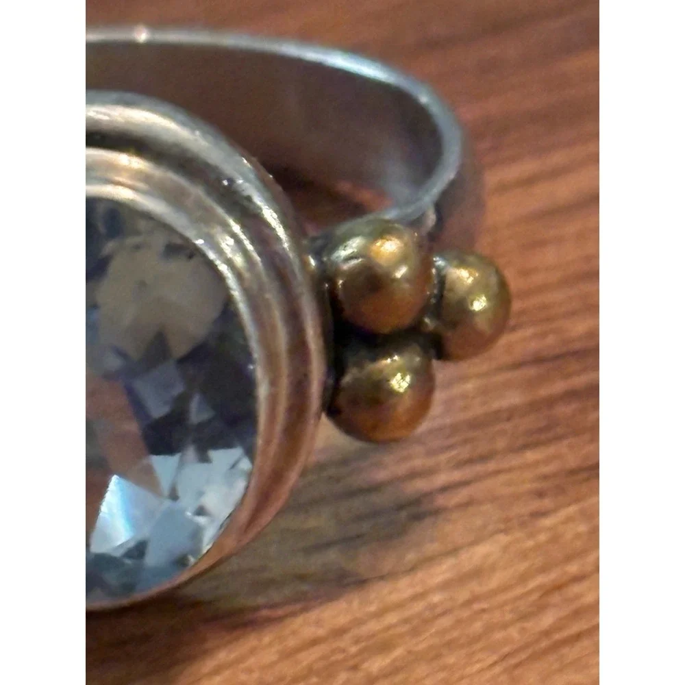 Vintage Sterling Silver Blue Topaz Ring Size 8